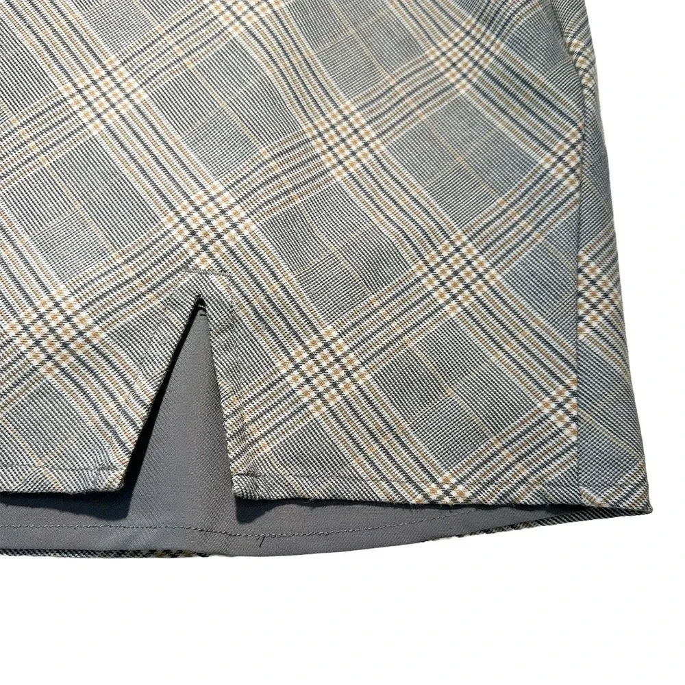 ABERCROMBIE & FITCH Y2K Plaid Mini Skirt • Medium • gray, tan, white - Picture 3 of 7